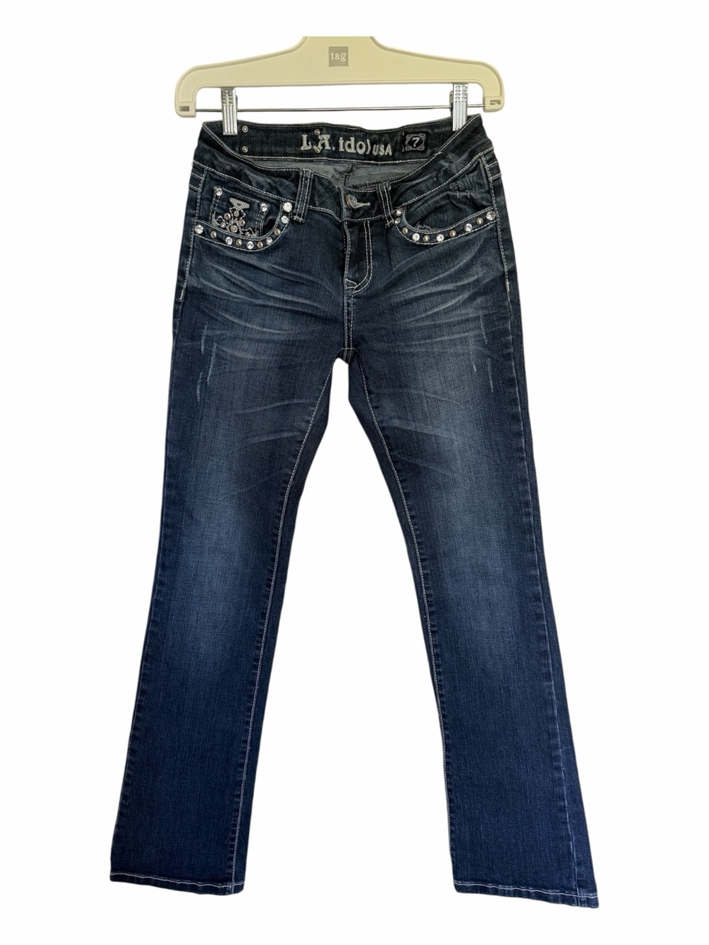 L.A. Idol USA Size 7 Embellished Bootcut Jeans Western Stampede Y2K